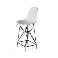 Kit 3 Banquetas Bistrô Alta Eames Eiffel Branca Base Ferro Preto - Cor: Branco - 3