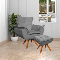 Kit 2 Poltronas Decorativas Base Giratória Em Madeira Charger Suede Grafite G19 - Gran Belo - 2