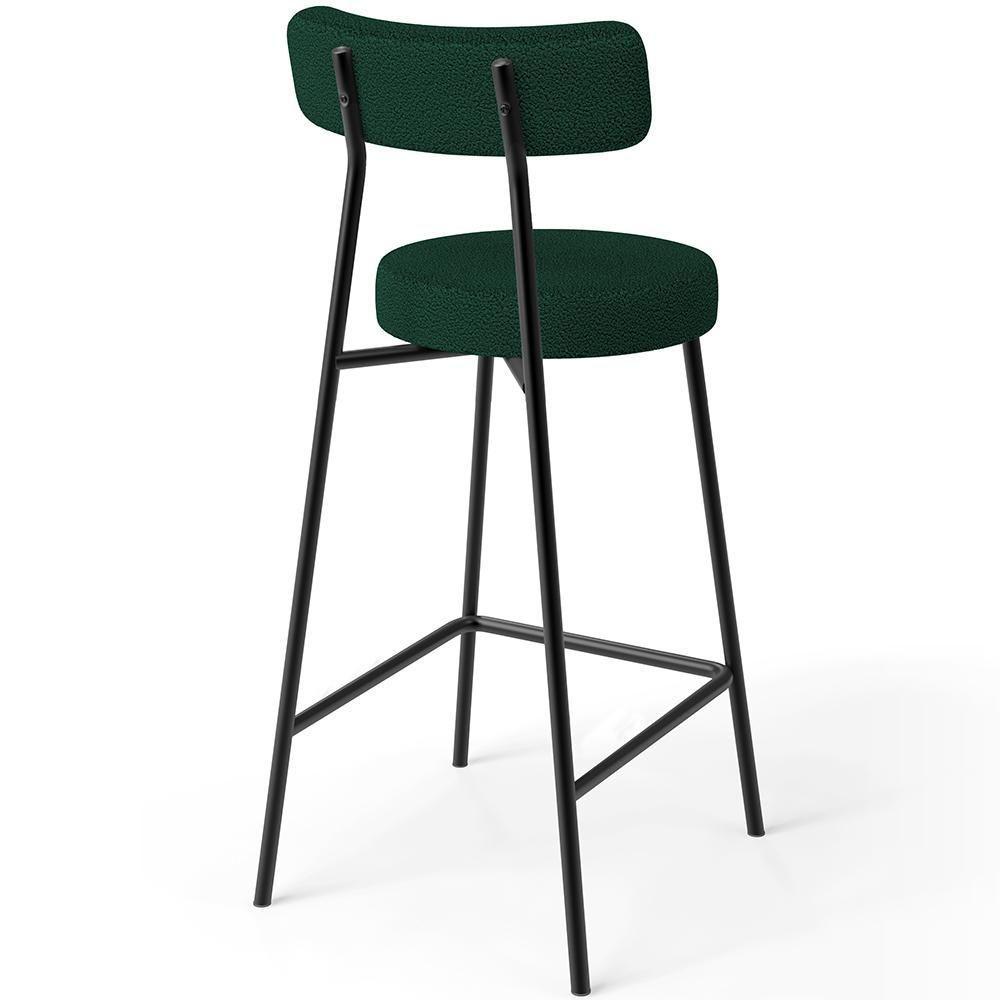 Kit 05 Banquetas Baixa Para Cozinha Sala De Jantar Bar Bancada Milão L02 Bouclê Verde - 2