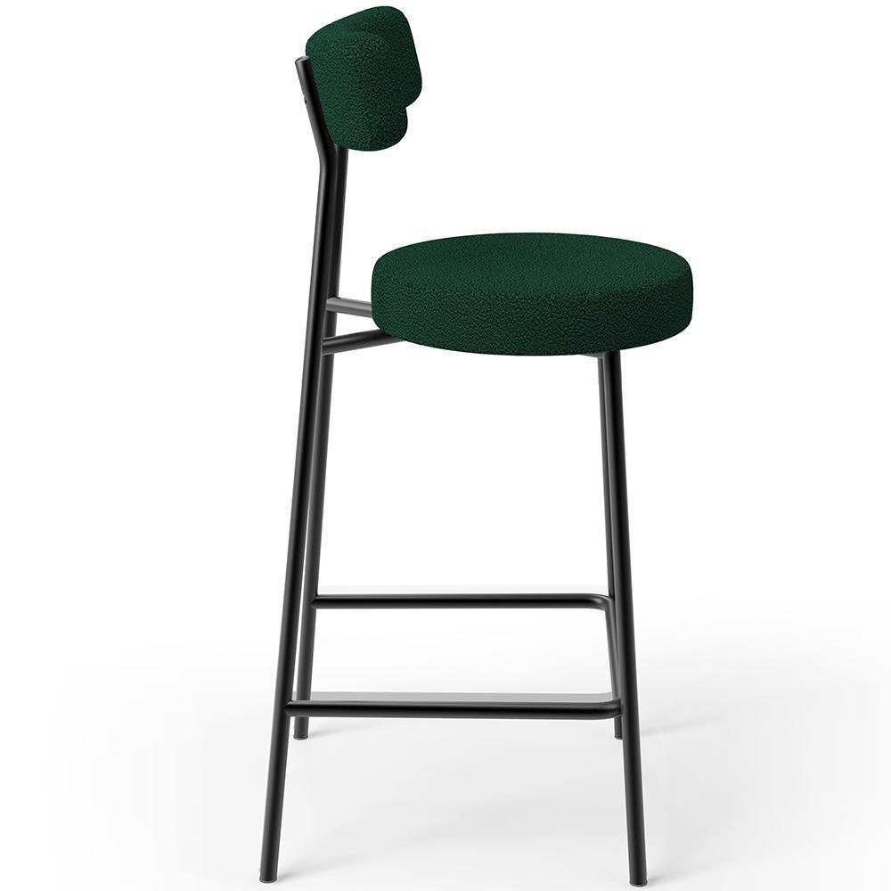 Kit 05 Banquetas Baixa Para Cozinha Sala De Jantar Bar Bancada Milão L02 Bouclê Verde - 3