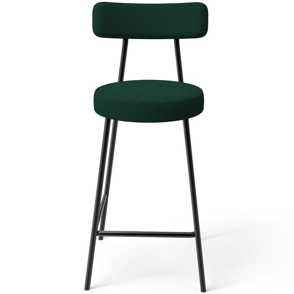 Kit 05 Banquetas Baixa Para Cozinha Sala De Jantar Bar Bancada Milão L02 Bouclê Verde - 4