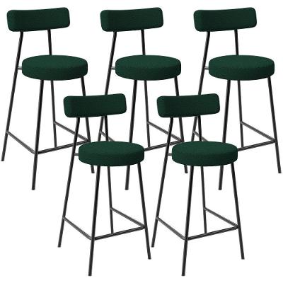 Kit 05 Banquetas Baixa Milão L02 Poliéster Estrutura em Aço com Encosto Assento Fixo Verde
