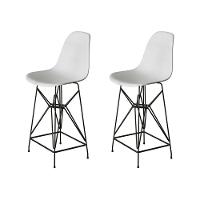 Kit 2 Banquetas Bistrô Alta Eames Eiffel Branca Base Ferro Preto - Cor: Branco - 1