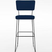 Kit 02 Banquetas Para Cozinha Sala De Jantar Base Em Aço Allana L02 Suede Azul Marinho - 5