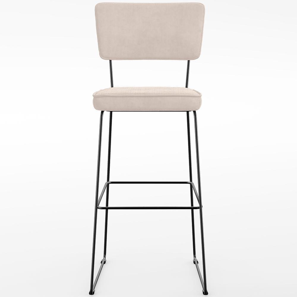 Kit 04 Banquetas Alta Para Cozinha Sala De Jantar Base Em Aço Allana L02 Suede Bege - 5