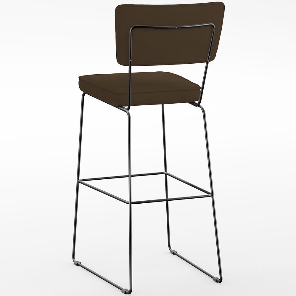 Kit 04 Banquetas Alta Para Cozinha Sala De Jantar Base Em Aço Allana L02 Suede Marrom - 3