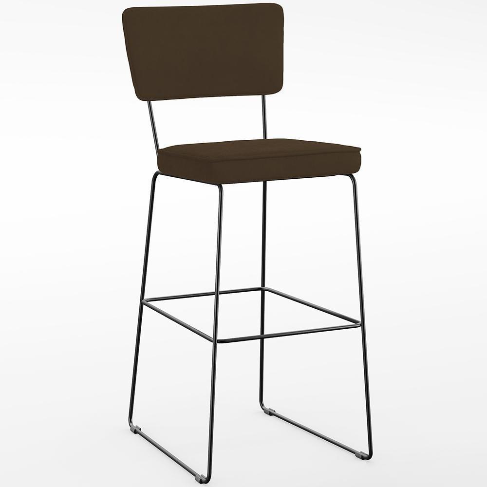 Kit 04 Banquetas Alta Para Cozinha Sala De Jantar Base Em Aço Allana L02 Suede Marrom - 8