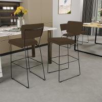 Kit 04 Banquetas Alta Para Cozinha Sala De Jantar Base Em Aço Allana L02 Suede Marrom - 9