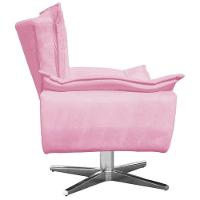 Kit 2 Poltronas Decorativas Base Giratória Cromada Charger Suede Rosa G19 - Gran Belo - 2