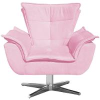 Kit 2 Poltronas Decorativas Base Giratória Cromada Charger Suede Rosa G19 - Gran Belo - 3