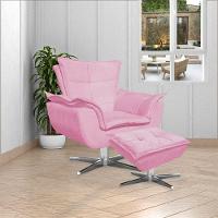 Kit 2 Poltronas Decorativas Base Giratória Cromada Charger Suede Rosa G19 - Gran Belo - 8