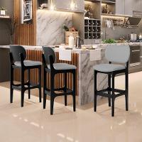 Kit 04 Banquetas Alta Para Cozinha Madeira Fixa Betta L02 Preto Facto Cinza - 8