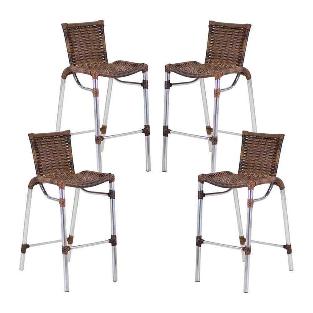 Kit 4 Banquetas Fortaleza Em Alumínio Alta Edícula Cozinha E Balcao Argila - 9