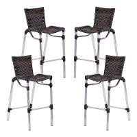 Kit 4 Banquetas Alumínio Alta Com Encosto Para Bar Balcão Edícula Cozinha Pedra Ferro - 3