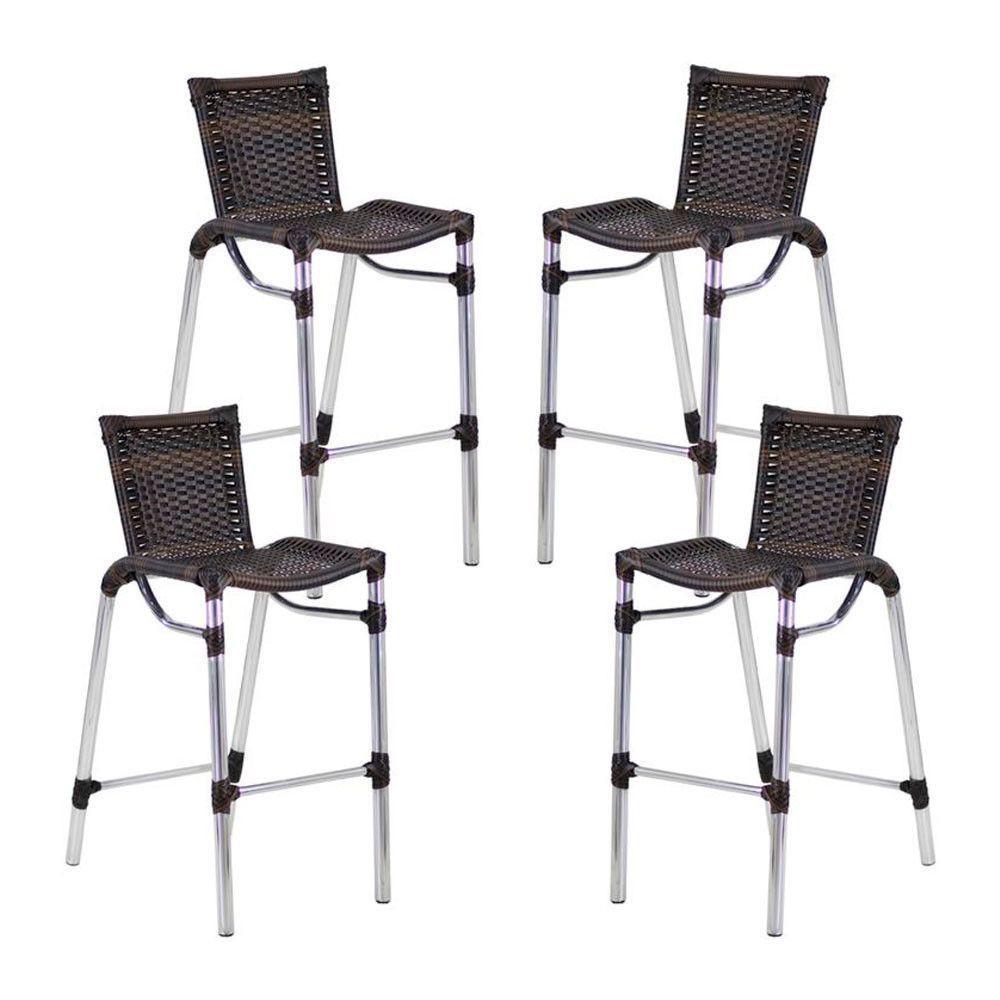 4 Banquetas Alumínio Fortaleza Alta Para Balcão Edícula Cozinha Bar Pedra Ferro - 1