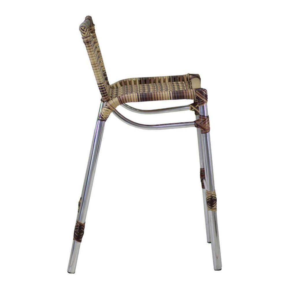 Kit 4 Banquetas Alumínio Alta Com Encosto Para Bar Balcão Edícula Cozinha Capuccino - 5