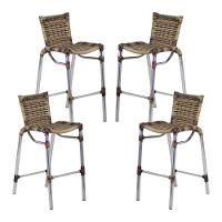 Kit 4 Banquetas Alumínio Alta Com Encosto Para Bar Balcão Edícula Cozinha Capuccino