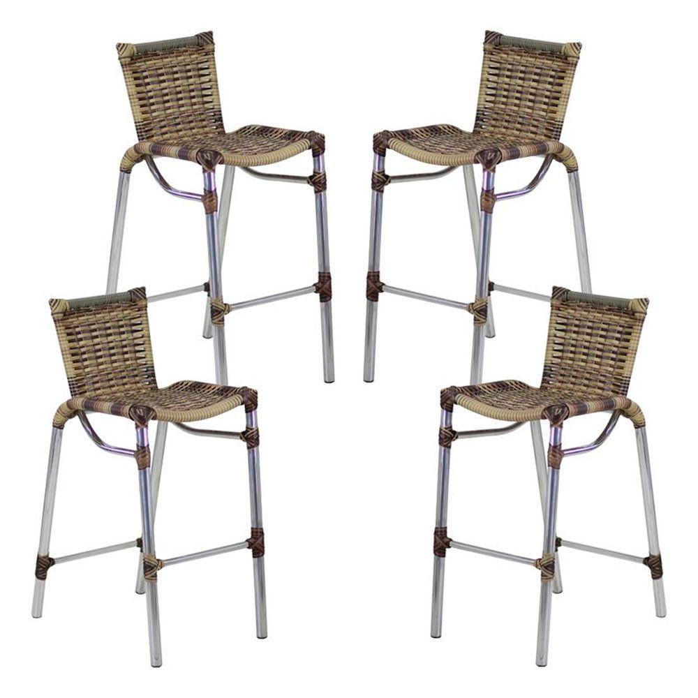 4 Banquetas Alumínio Fortaleza Alta Para Balcão Edícula Cozinha Bar Capuccino - 3
