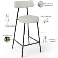 Kit 03 Banquetas Baixa Para Cozinha Sala De Jantar Bar Bancada Milão L02 Bouclê Cru - Lyam Decor - 11