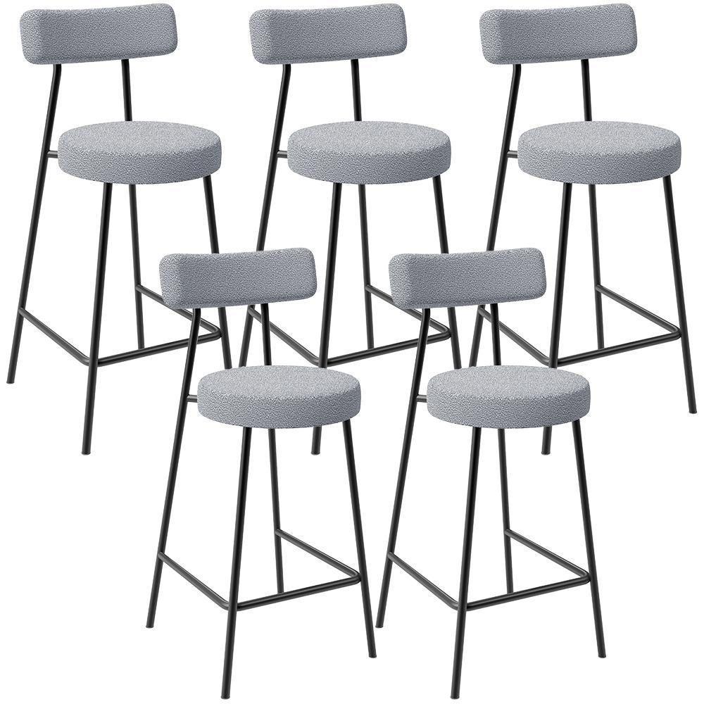 Kit 05 Banquetas Baixa Para Cozinha Sala De Jantar Bar Bancada Milão L02 Bouclê Cinza - 1