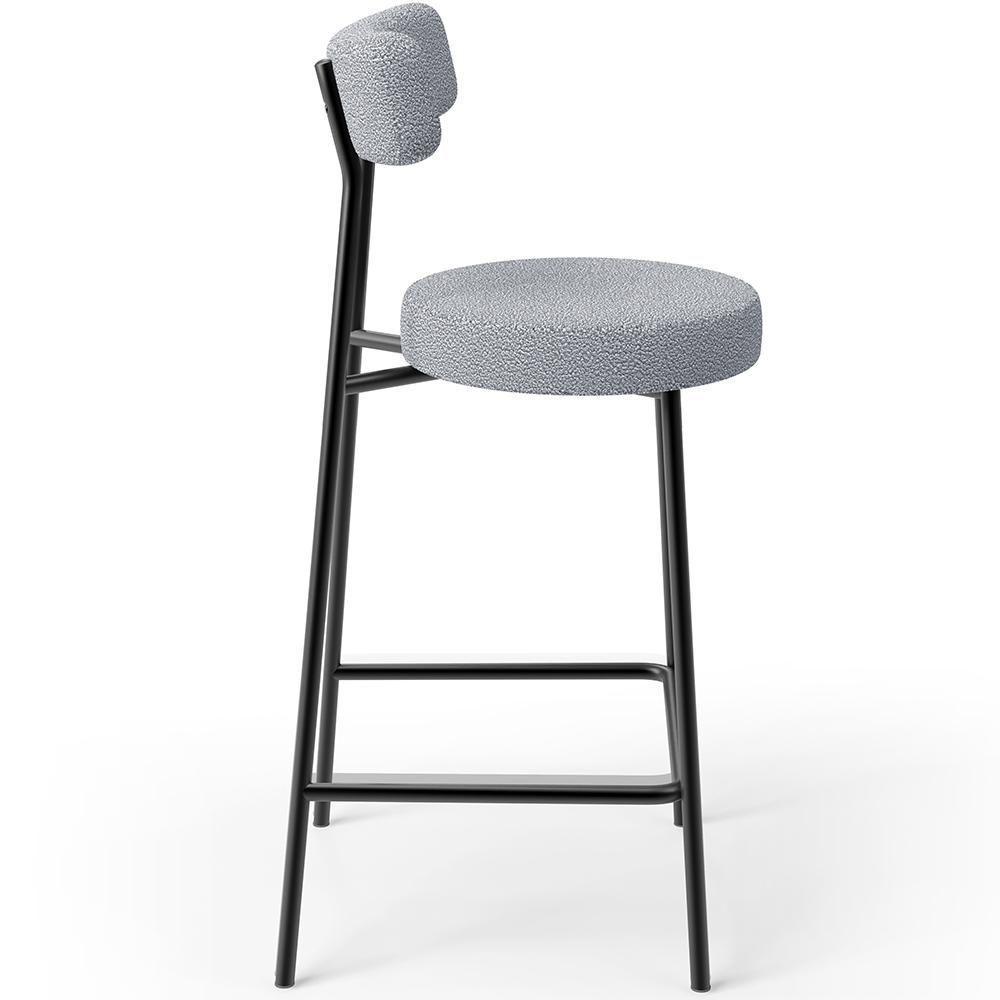 Kit 05 Banquetas Baixa Para Cozinha Sala De Jantar Bar Bancada Milão L02 Bouclê Cinza - 3