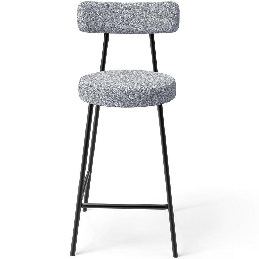 Kit 05 Banquetas Baixa Para Cozinha Sala De Jantar Bar Bancada Milão L02 Bouclê Cinza - 4