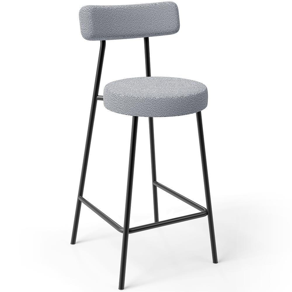 Kit 05 Banquetas Baixa Para Cozinha Sala De Jantar Bar Bancada Milão L02 Bouclê Cinza - 7