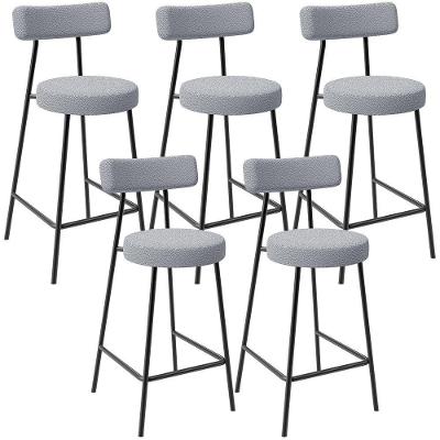 Kit 05 Banquetas Baixa Para Cozinha Sala De Jantar Bar Bancada Milão L02 Bouclê Cinza