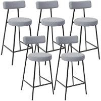 Kit 05 Banquetas Baixa Para Cozinha Sala De Jantar Bar Bancada Milão L02 Bouclê Cinza - 1