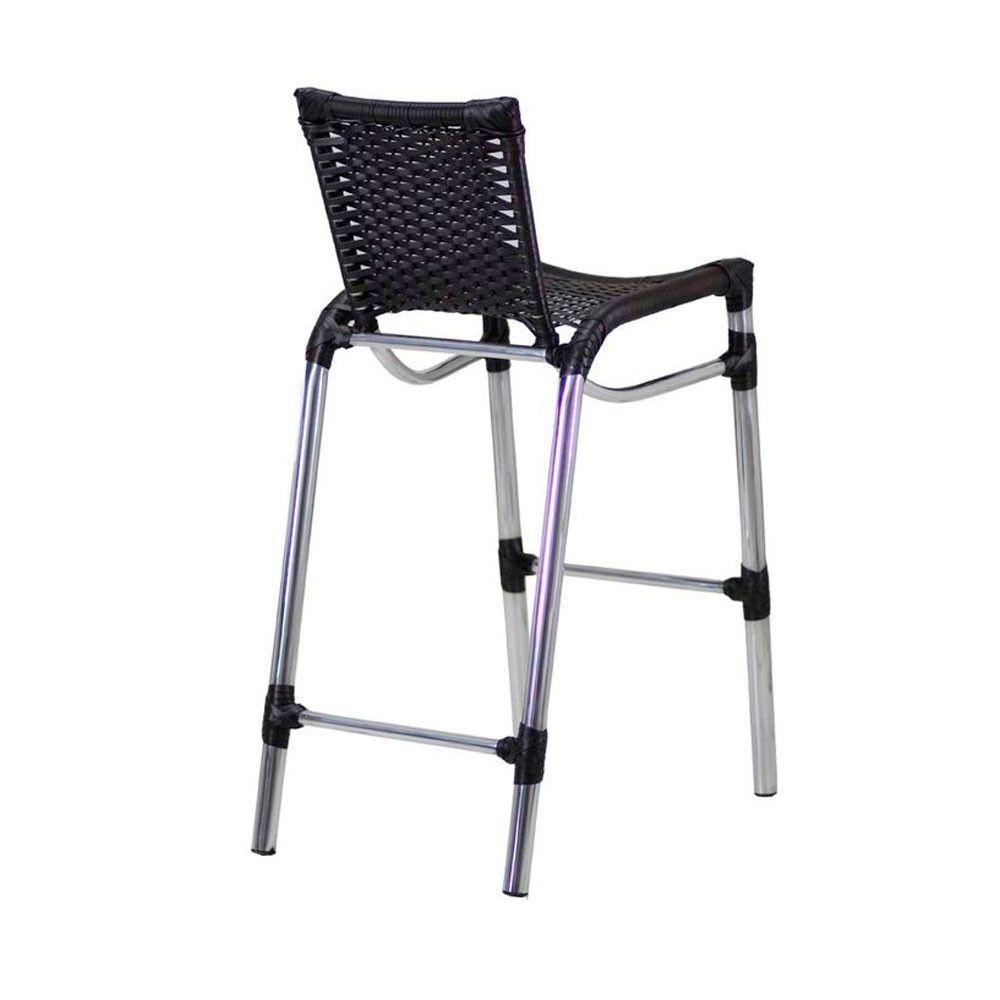 4 Banquetas Empilháveis Alumínio Alta Para Cozinha Edícula Balcão E Bar Preto - 5