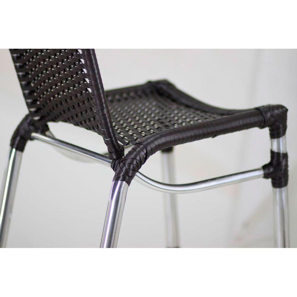 4 Banquetas Empilháveis Alumínio Alta Para Cozinha Edícula Balcão E Bar Preto - 7