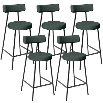 Kit 05 Banquetas Baixa Para Cozinha Sala De Jantar Bancada Milão L02 Linho Verde Musgo