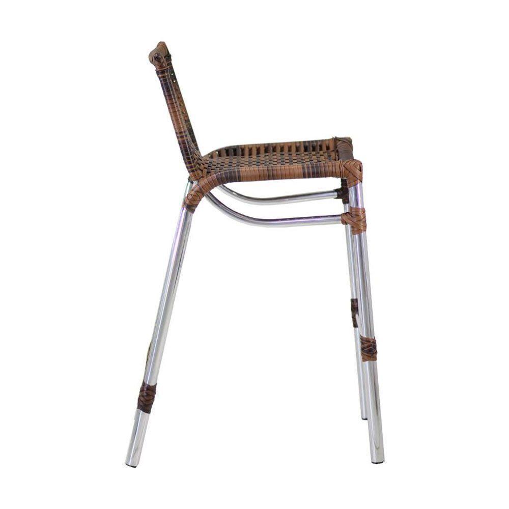 4 Banquetas Alumínio Fortaleza Alta Para Balcão Edícula Cozinha Bar Argila - 4