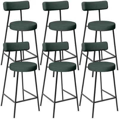 Kit 06 Banquetas Baixa Para Cozinha Sala De Jantar Bancada Milão L02 Linho Verde Musgo