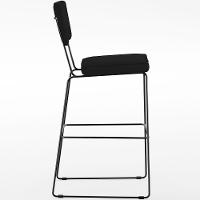 Kit 05 Banquetas Alta Para Cozinha Sala De Jantar Base Em Aço Allana L02 Suede Preto