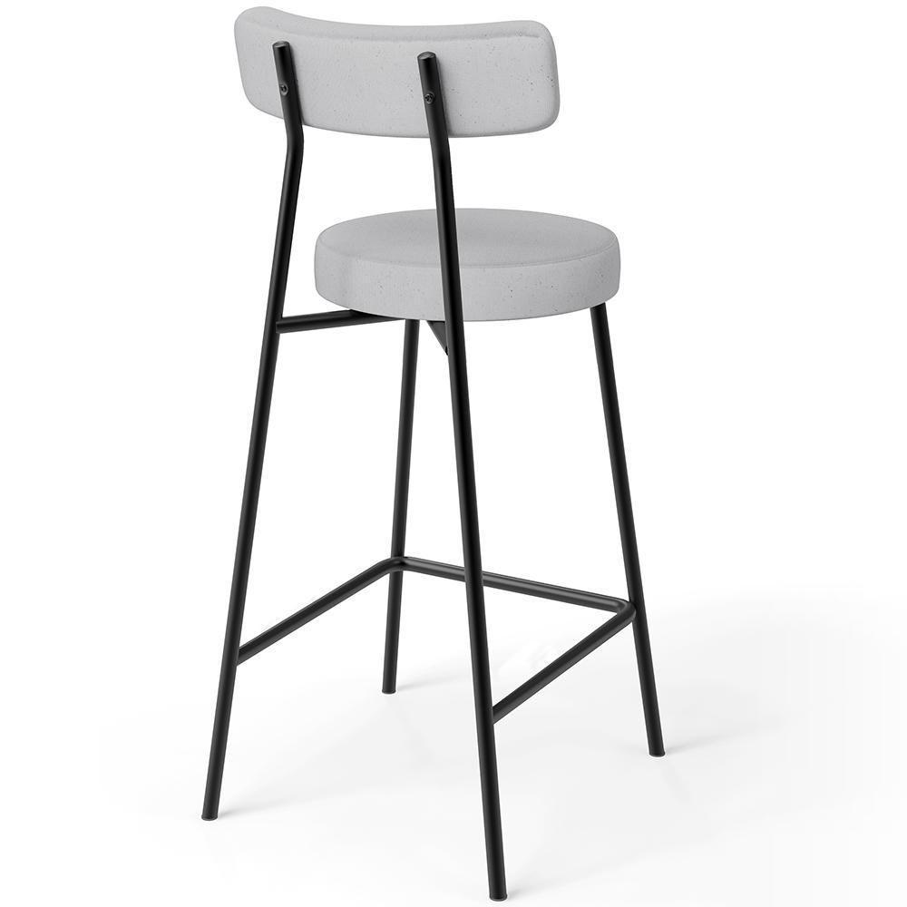 Kit 03 Banquetas Baixa Para Cozinha Sala De Jantar Bancada Milão L02 Linho Cinza - 2