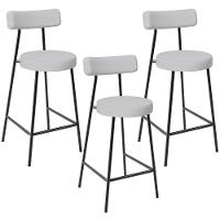 Kit 03 Banquetas Baixa Para Cozinha Sala De Jantar Bancada Milão L02 Linho Cinza - 1