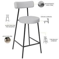 Kit 03 Banquetas Baixa Para Cozinha Sala De Jantar Bancada Milão L02 Linho Cinza - 6