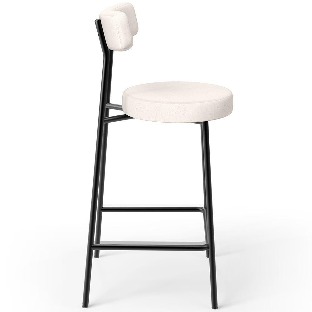 Kit 03 Banquetas Baixa Para Cozinha Sala De Jantar Bancada Milão L02 Linho Cru - 3