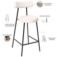 Kit 03 Banquetas Baixa Para Cozinha Sala De Jantar Bancada Milão L02 Linho Cru - 6