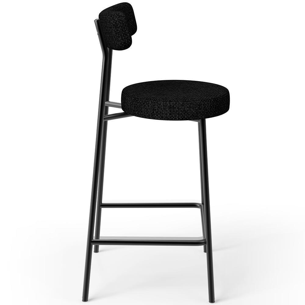 Kit 03 Banquetas Baixa Para Cozinha Sala De Jantar Bancada Milão L02 Linho Chumbo - 3