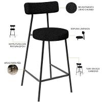 Kit 03 Banquetas Baixa Para Cozinha Sala De Jantar Bancada Milão L02 Linho Chumbo - 6