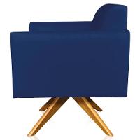Poltrona Isabella Base Giratória Madeira Suede Azul Marinho - 6