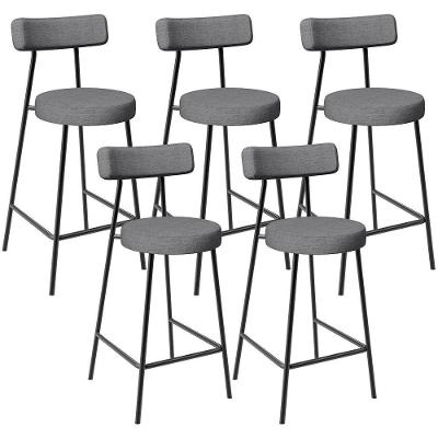 Kit 05 Banquetas Baixa Para Cozinha Sala De Jantar Bancada Milão L02 Linho Cinza Escuro