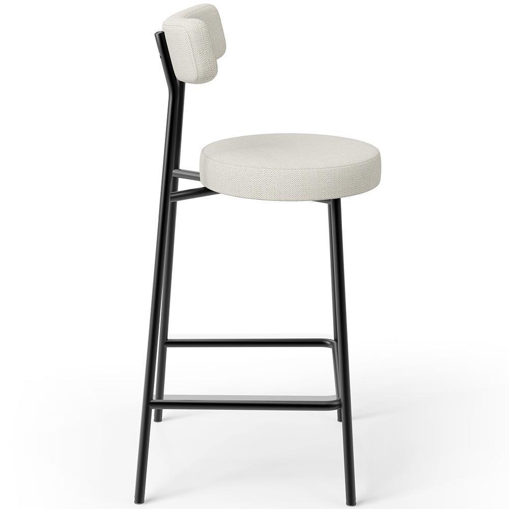 Kit 03 Banquetas Baixa Para Cozinha Sala De Jantar Bancada Milão L02 Linho Champagne - 3