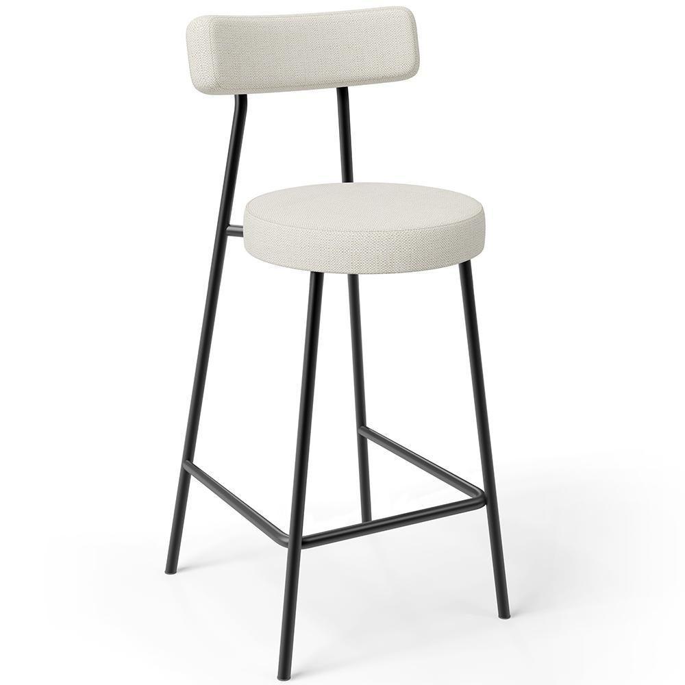 Kit 03 Banquetas Baixa Para Cozinha Sala De Jantar Bancada Milão L02 Linho Champagne - 7