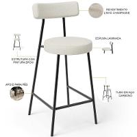 Kit 03 Banquetas Baixa Para Cozinha Sala De Jantar Bancada Milão L02 Linho Champagne - 6