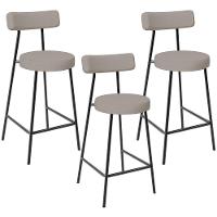 Kit 03 Banquetas Baixa Para Cozinha Sala De Jantar Bancada Milão L02 Linho Bege - 1