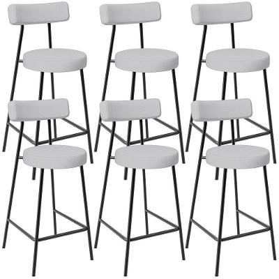 Kit 06 Banquetas Baixa Para Cozinha Sala De Jantar Bancada Milão L02 Linho Cinza