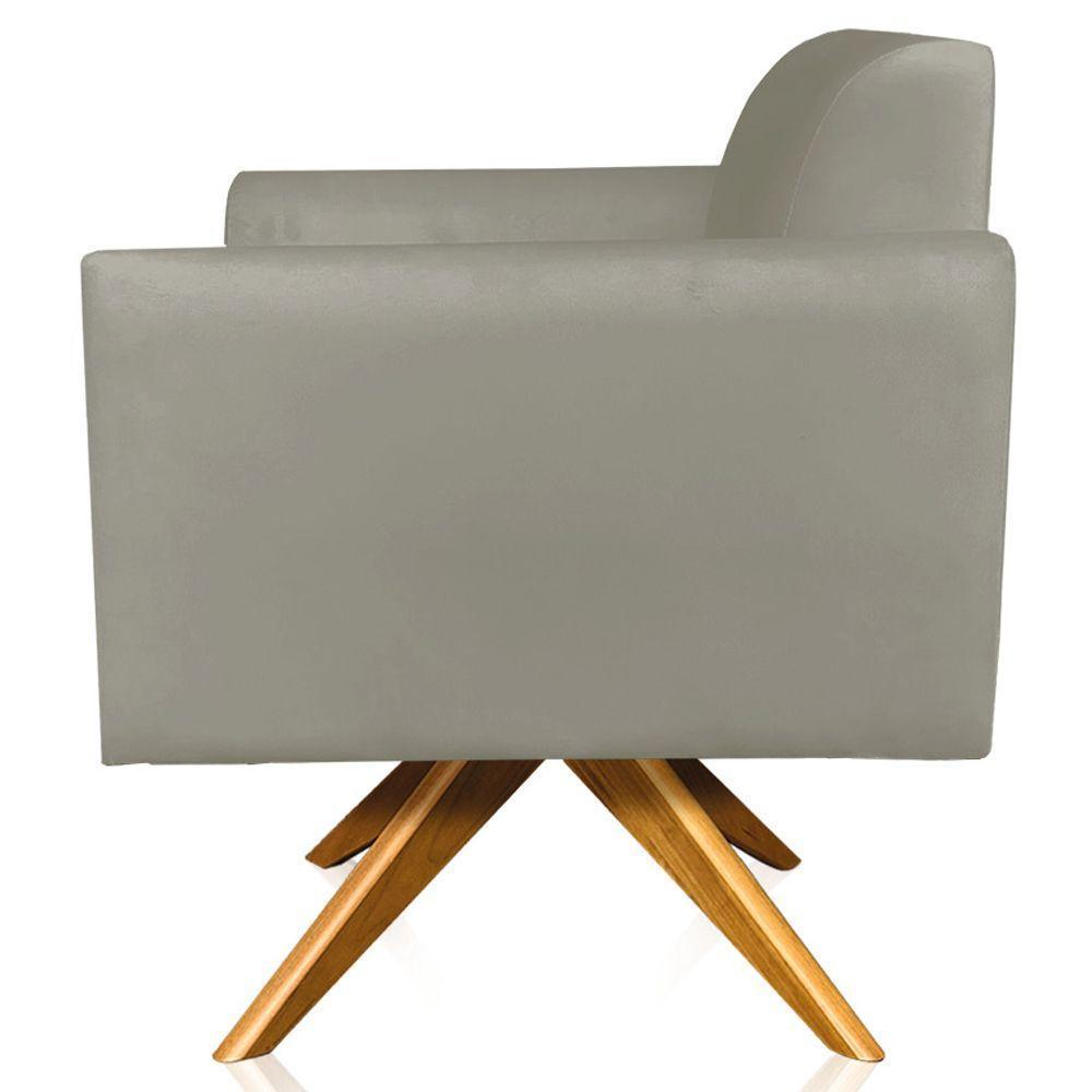 Kit 02 Poltronas Isabella Base Giratória Madeira Suede Nude - 4